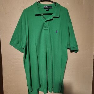 Green Polo by Ralph Lauren cotton polo shirt with a purple embroidered logo XXL